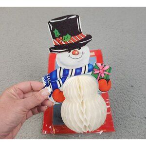 Vtg Christmas Snowman Frosty Present Honeycomb Paper 9" Displays 1980's Decor